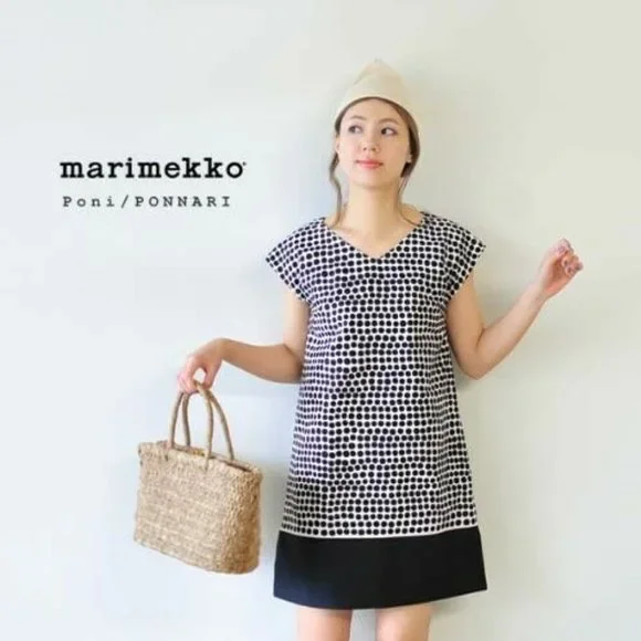 MARIMEKKO Poni Polka Dot Spot Print A-Line Cotton High Waisted Skirt - Picture 15 of 15